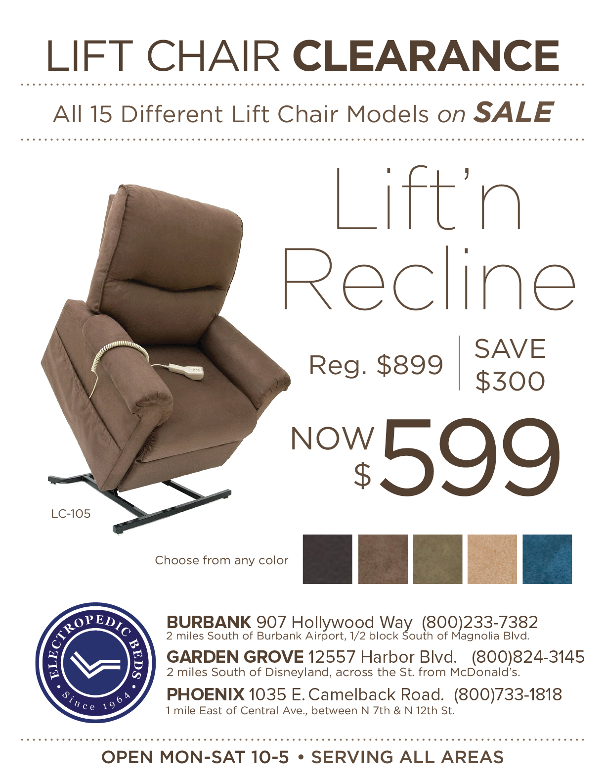 Orange county Pride lift chair leather like recliner seat liftchair Anaheim costa mesa garden grove huntington beach irvine orange buena park santa ana riverside san bernardino